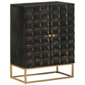 Sideboard Schwarz 55x34x75 cm Massivholz Mango und Eisen