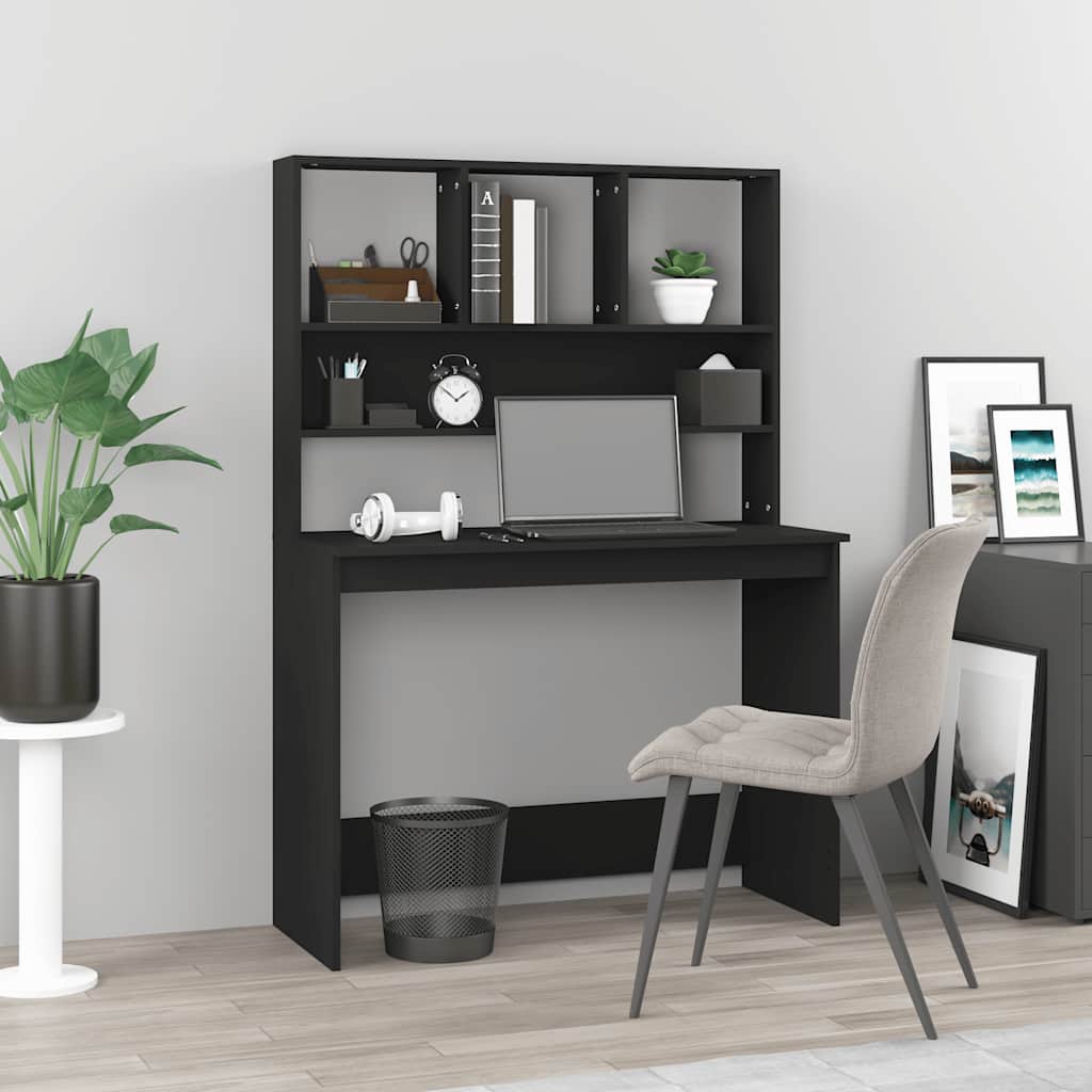 Schreibtisch mit Regal Schwarz 102x45x148 cm Holzwerkstoff