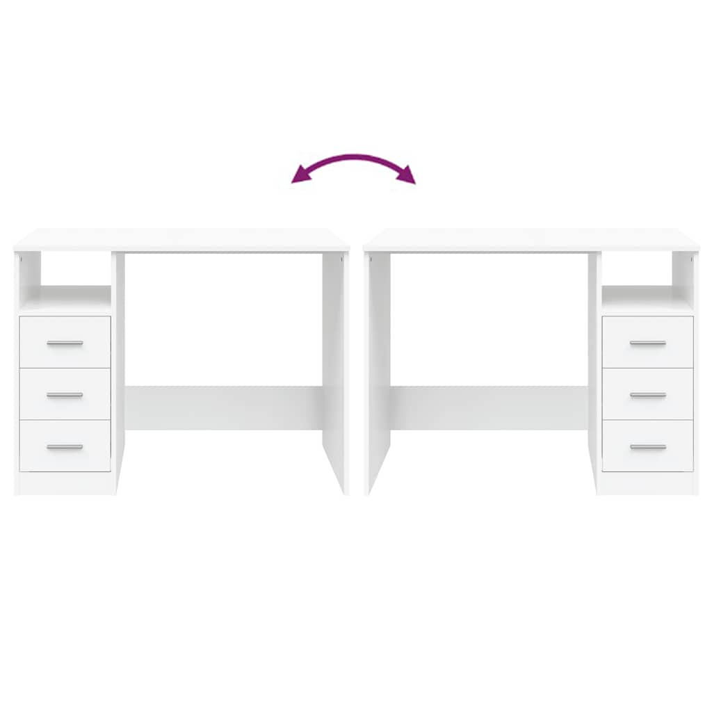 Schreibtisch mit Schubladen Weiß 102x50x76 cm Holzwerkstoff
