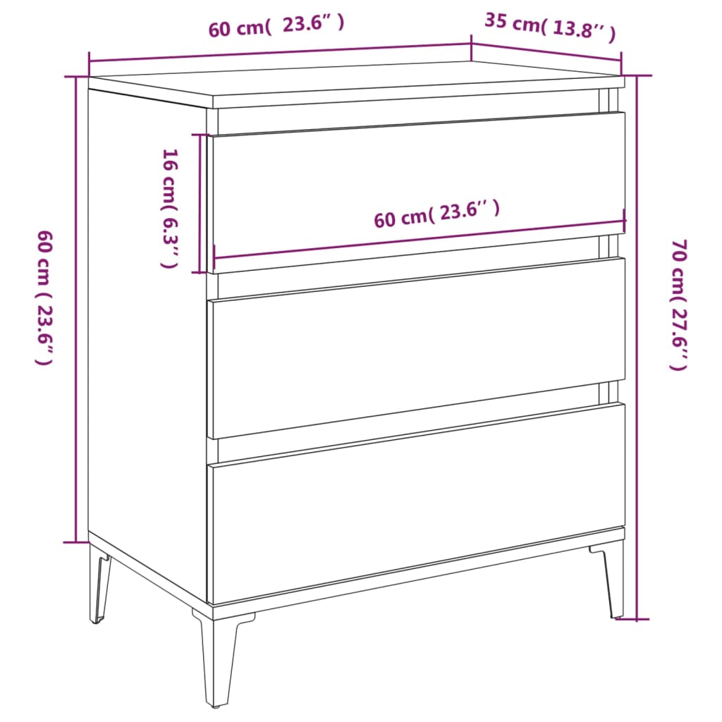 Sideboard Braun Eichen-Optik 60x35x70 cm Holzwerkstoff