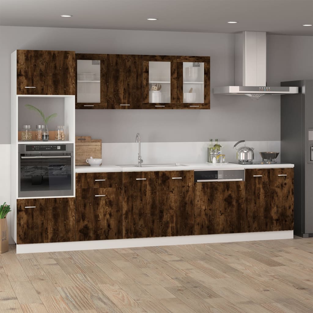 Hängeschrank Lyon Glas Räuchereiche 40x31x60 cm Holzwerkstoff