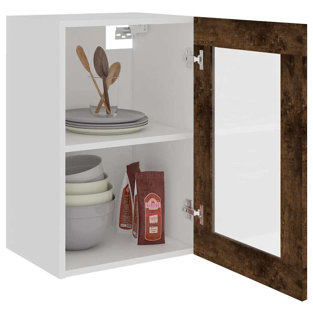 Hängeschrank Lyon Glas Räuchereiche 40x31x60 cm Holzwerkstoff