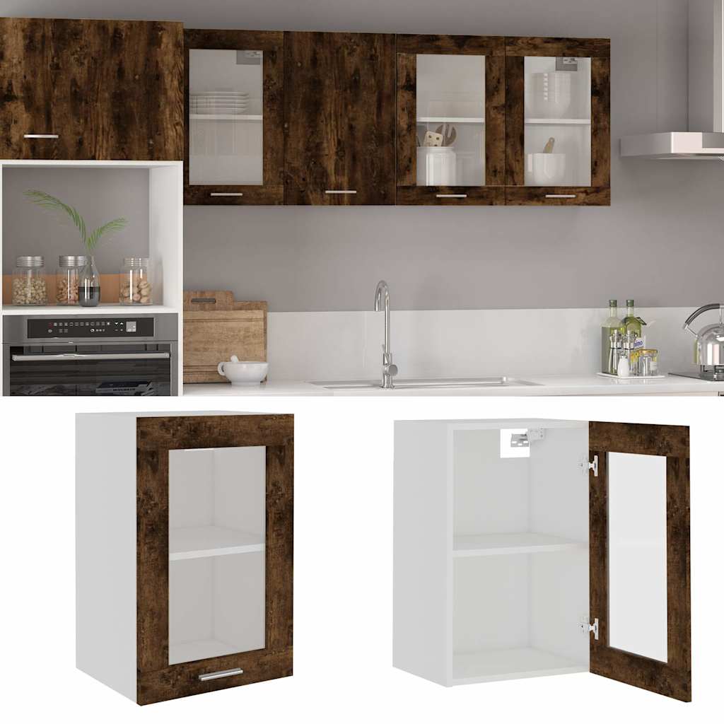 Hängeschrank Lyon Glas Räuchereiche 40x31x60 cm Holzwerkstoff