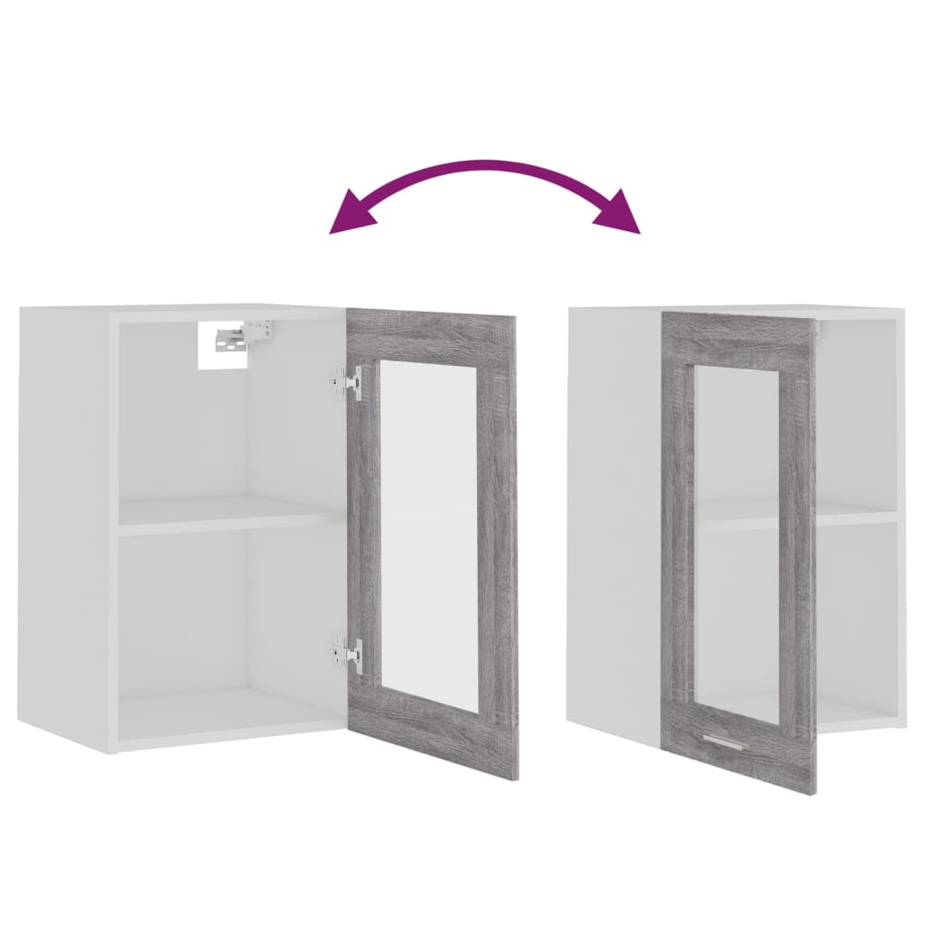 Hängeschrank Lyon Glas Grau Sonoma 40x31x60 cm Holzwerkstoff
