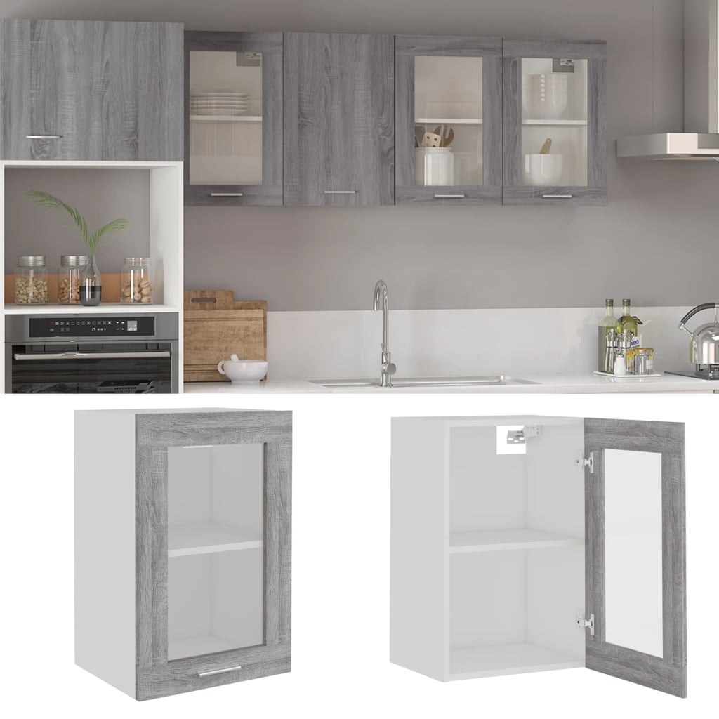 Hängeschrank Lyon Glas Grau Sonoma 40x31x60 cm Holzwerkstoff
