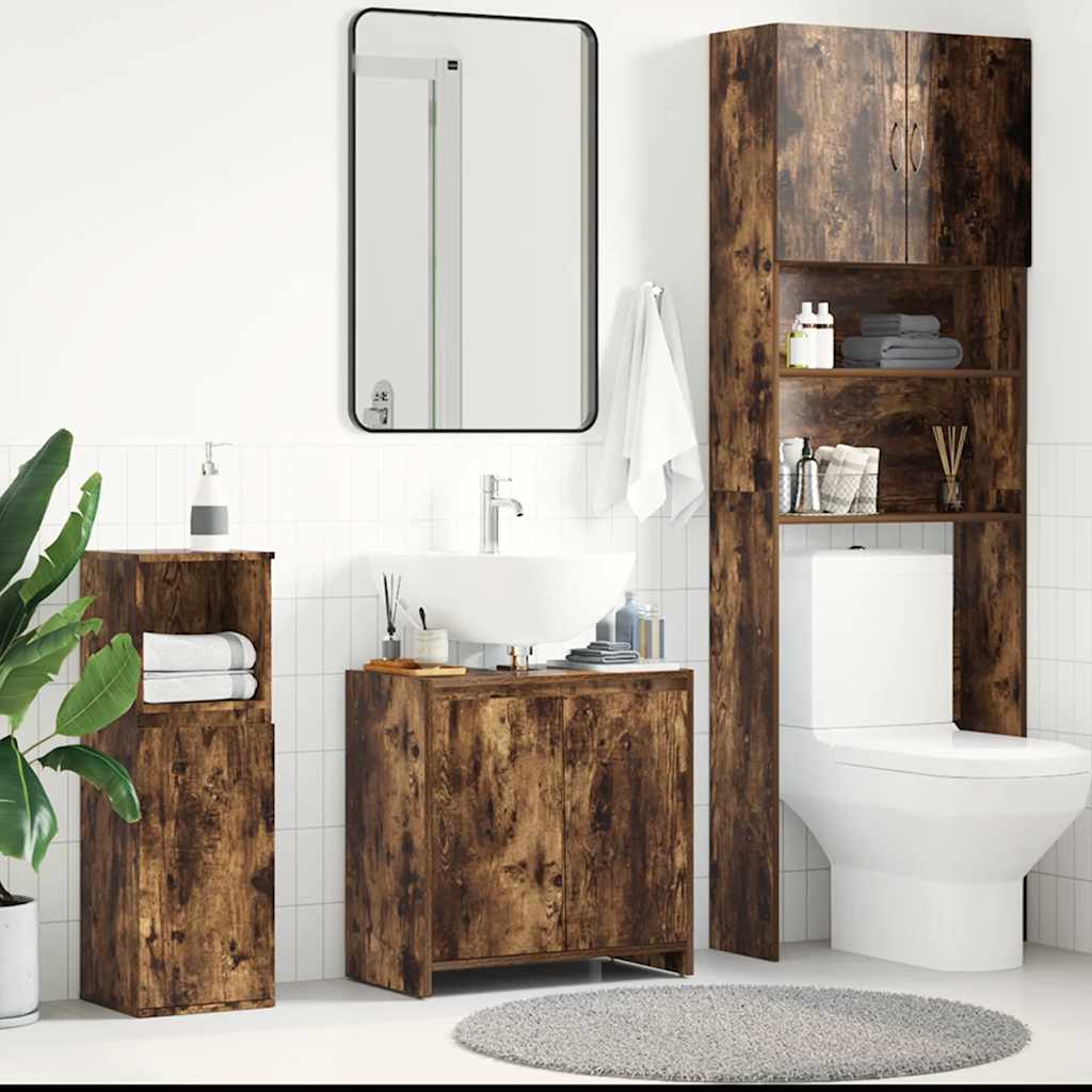 Badschrank Räuchereiche 60x33x61 cm Holzwerkstoff