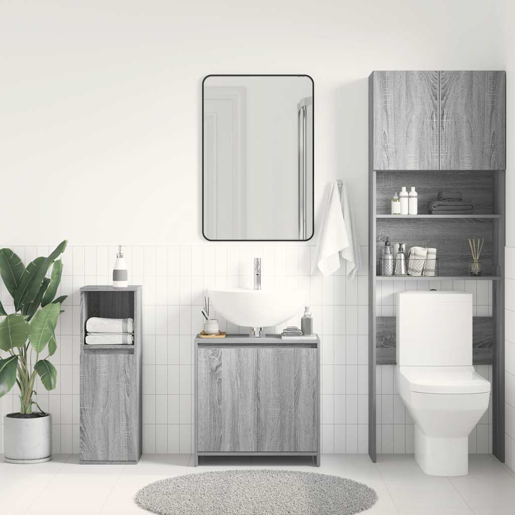 Badschrank Grau Sonoma 60x33x61 cm Holzwerkstoff