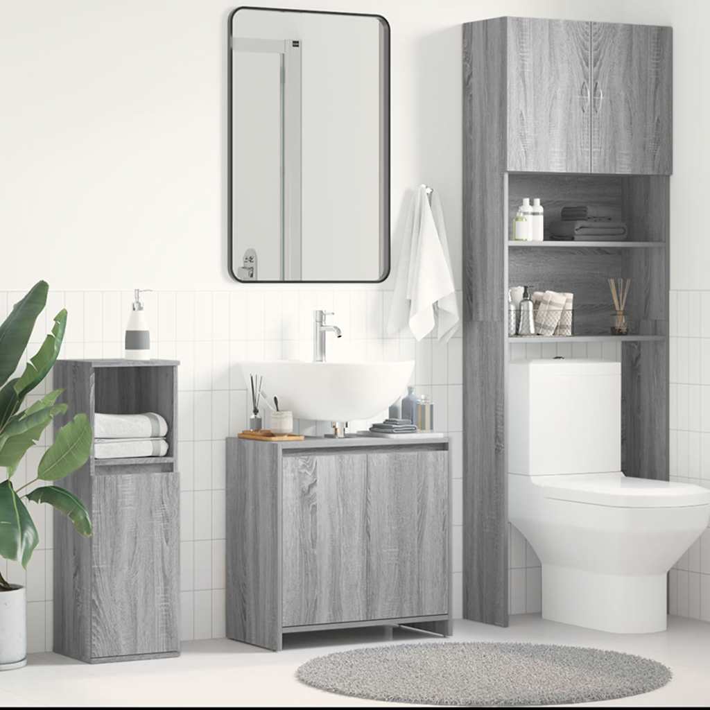 Badschrank Grau Sonoma 60x33x61 cm Holzwerkstoff