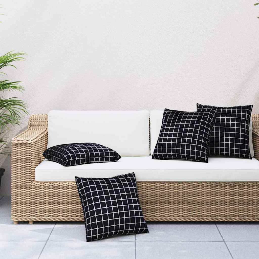 Streupillows 4 pcs Schwarz kariert 50 x 50 cm Polyesterstoff