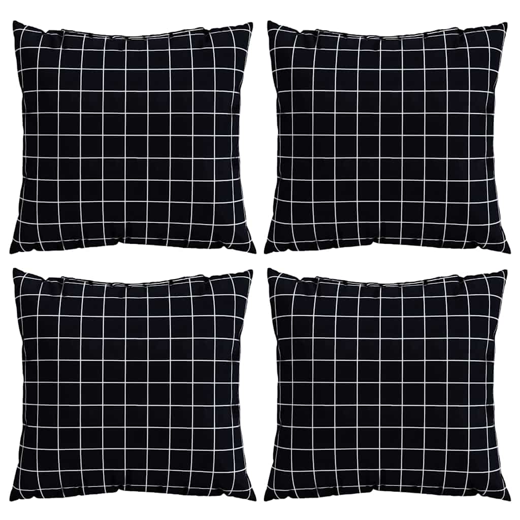 Streupillows 4 pcs Schwarz kariert 50 x 50 cm Polyesterstoff