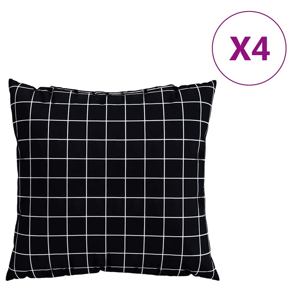 Streupillows 4 pcs Schwarz kariert 50 x 50 cm Polyesterstoff