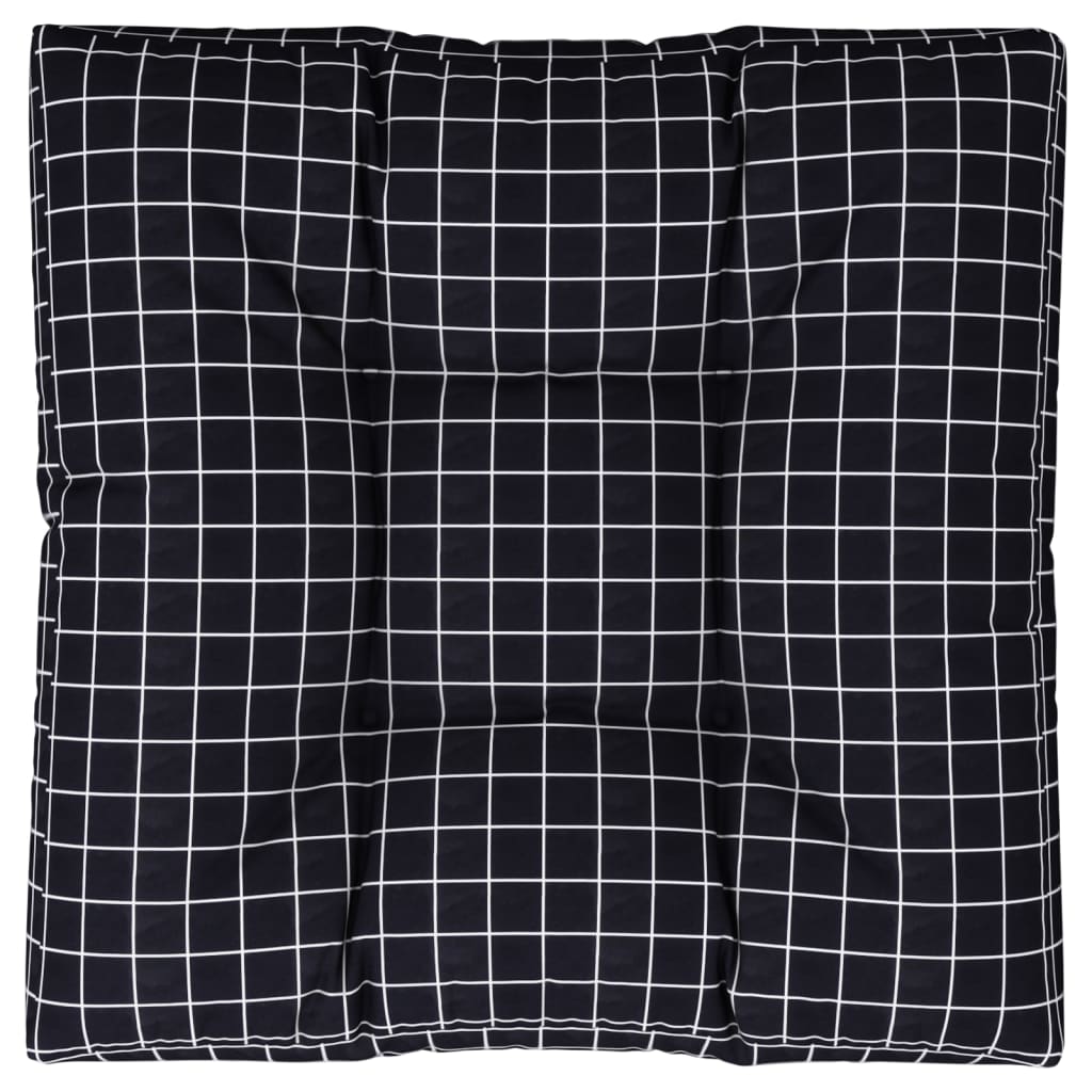 Palettenkissen Schwarz Karomuster 70x70x12 cm Stoff