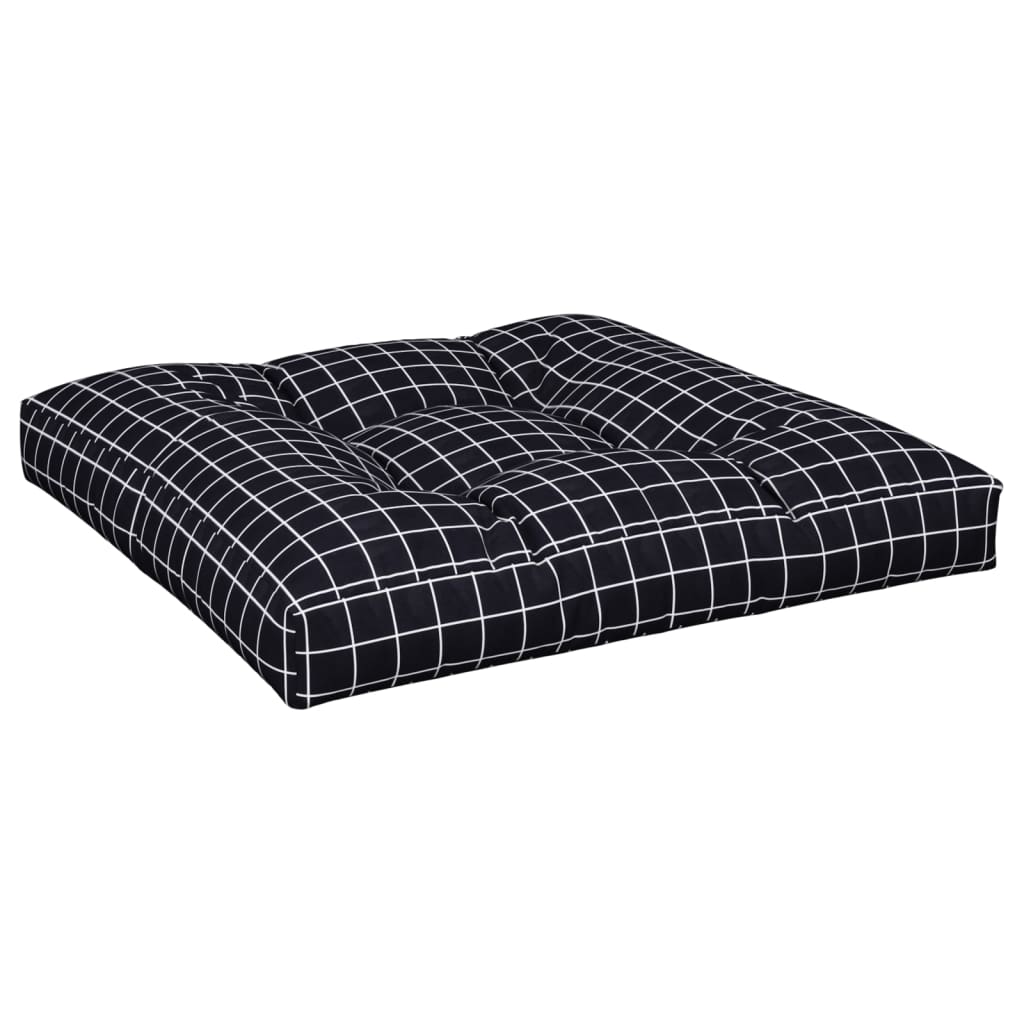 Palettenkissen Schwarz Karomuster 70x70x12 cm Stoff