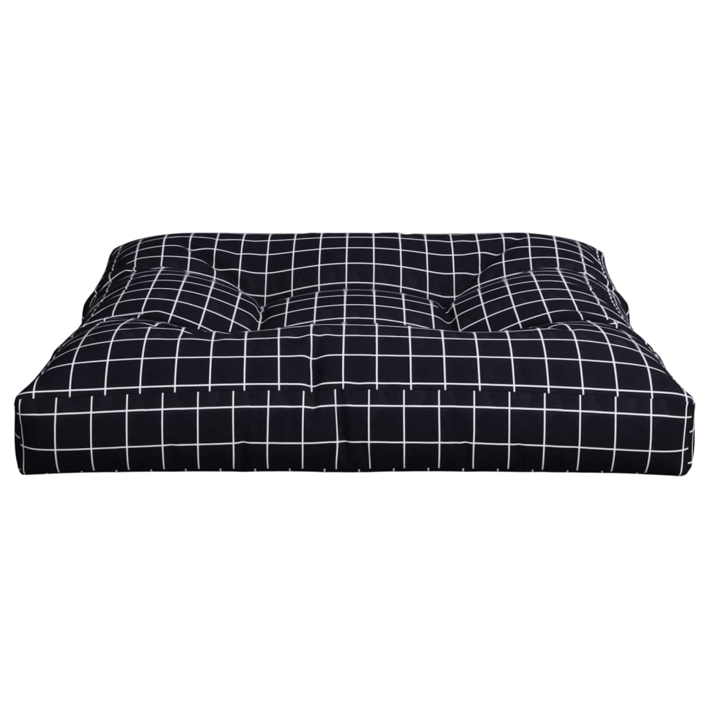 Palettenkissen Schwarz Karomuster 70x70x12 cm Stoff