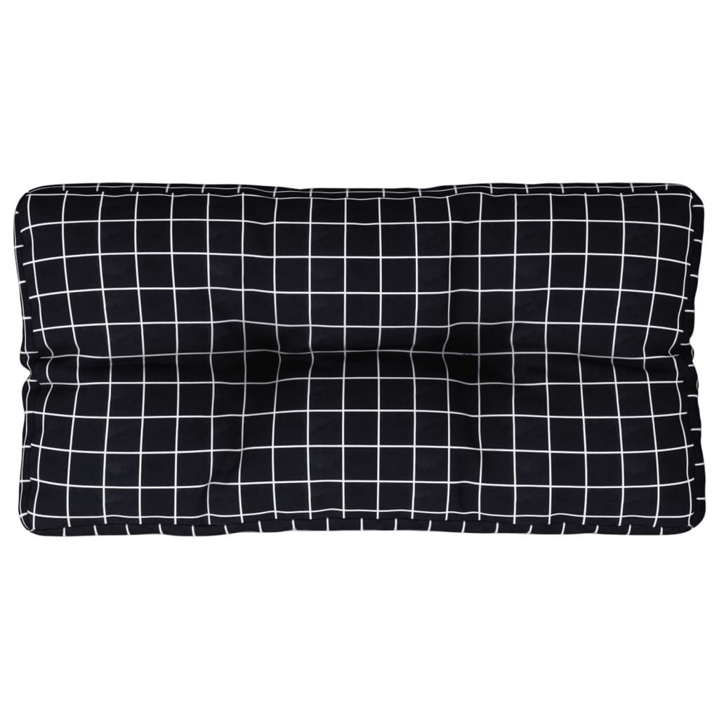 Palettenkissen Schwarz Karomuster 70x40x12 cm Stoff