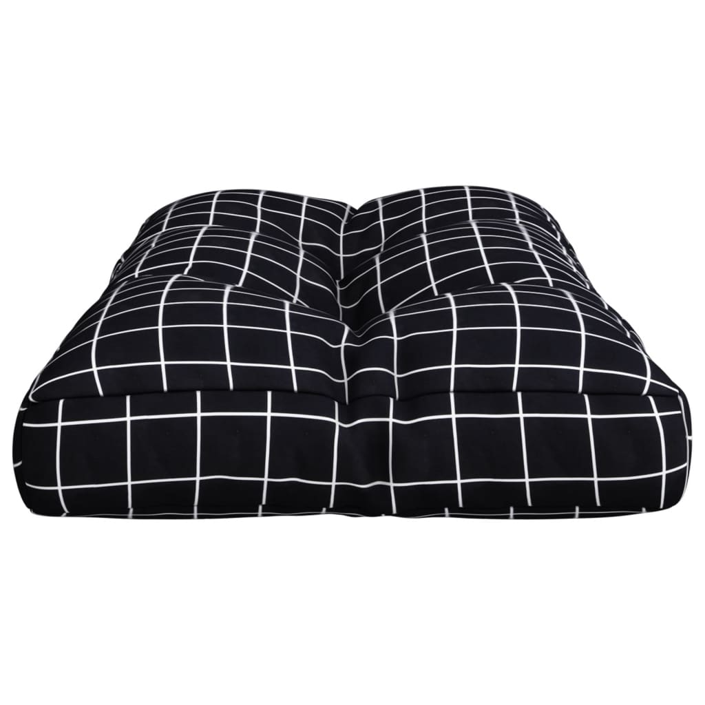 Palettenkissen Schwarz Karomuster 70x40x12 cm Stoff