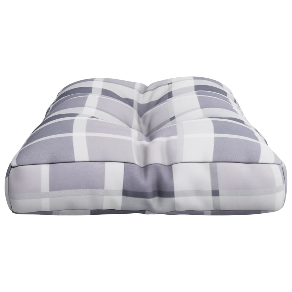 Palettenkissen Grau Karomuster 80x40x12 cm Stoff