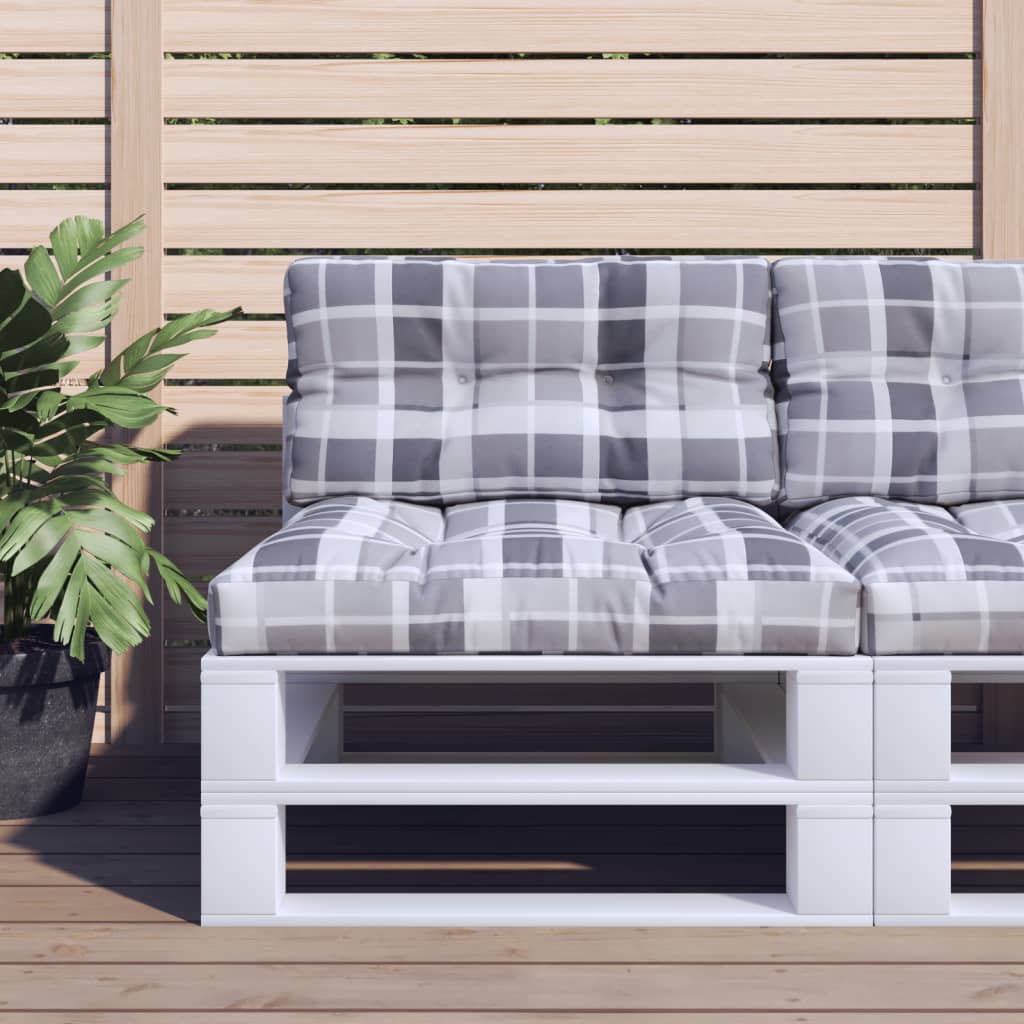 Palettenkissen Grau Karomuster 80x40x12 cm Stoff