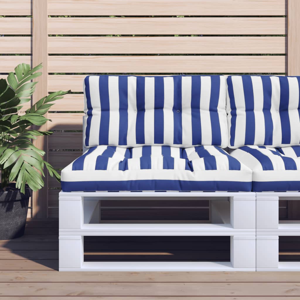 Palettenkissen Blau Weiß Gestreift 80x40x12 cm Stoff