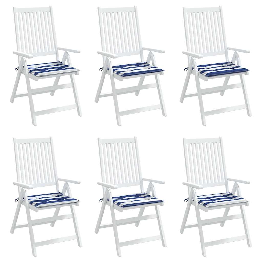 Gartenstuhl-Kissen 6 Stk. Blau & Weiß Gestreift 40x40x4cm Stoff