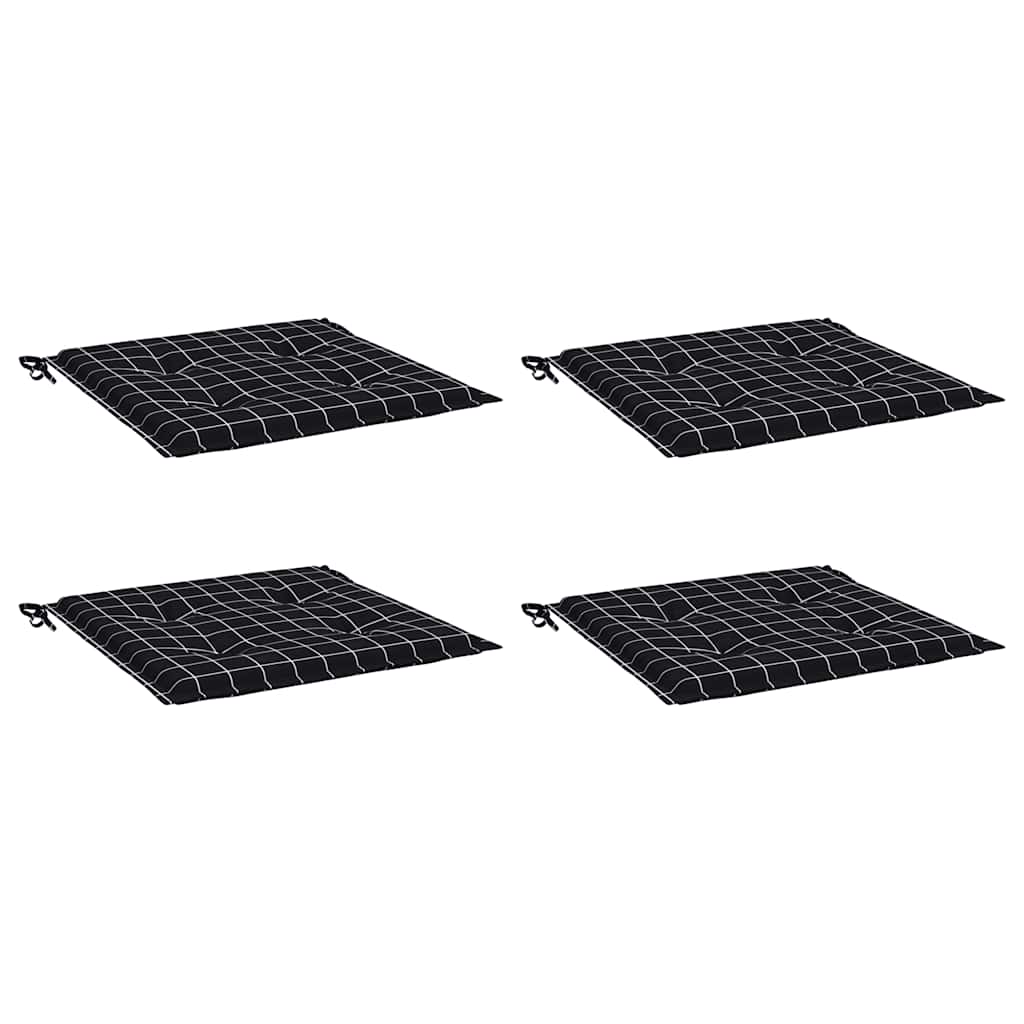 Gartenstuhl-Kissen 4 Stk. Schwarz Karomuster 40x40x4 cm Stoff