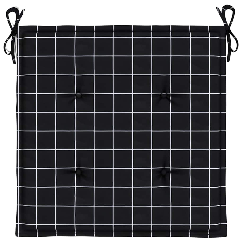 Gartenstuhl-Kissen 6 Stk. Schwarz Karomuster 40x40x4 cm Stoff