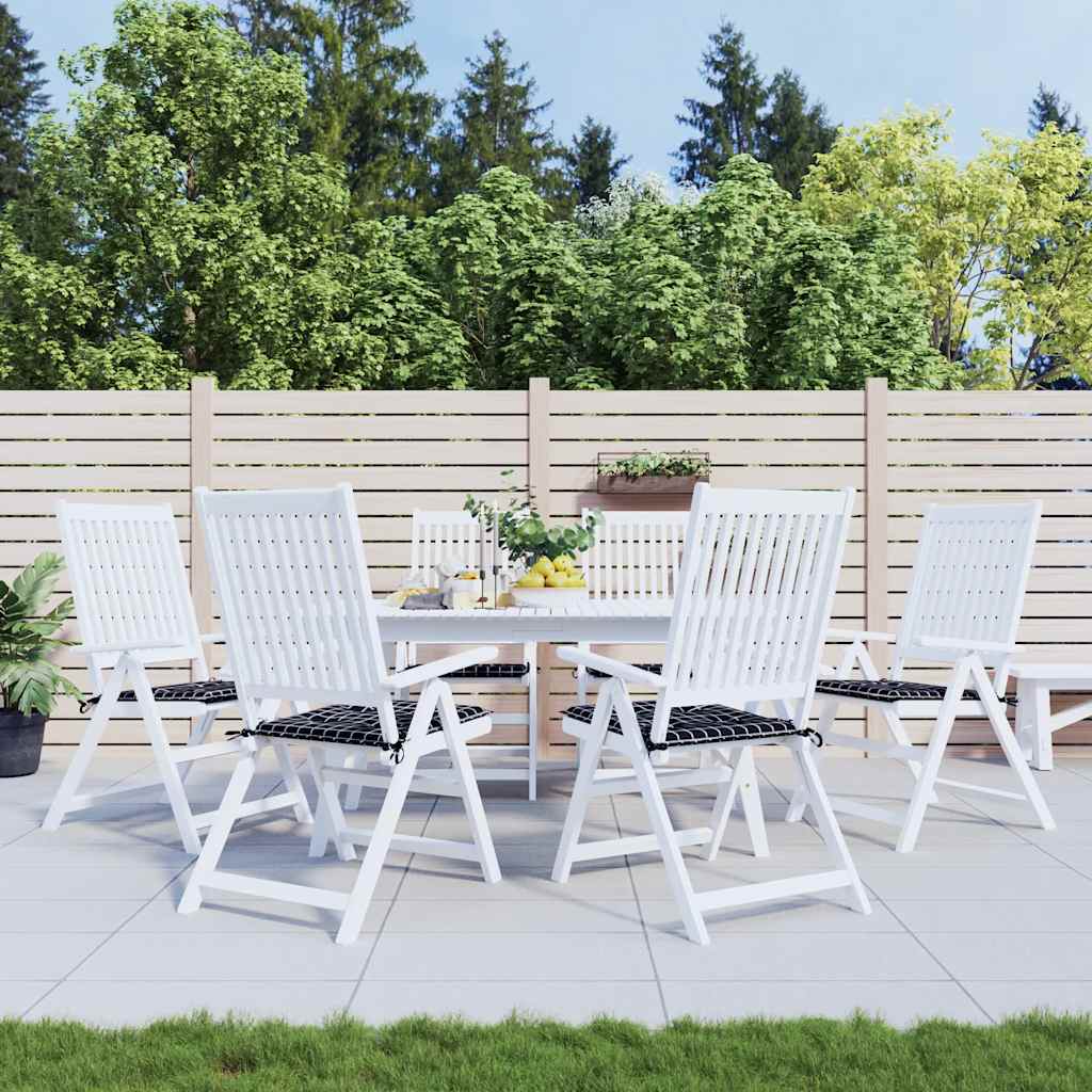 Gartenstuhl-Kissen 6 Stk. Schwarz Karomuster 40x40x4 cm Stoff