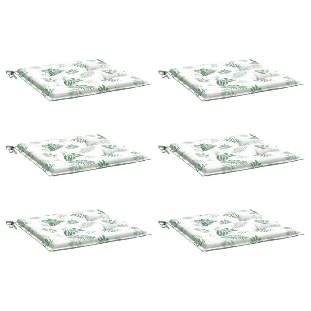 Stuhlkissen 6 Stk. Blattmuster 40x40x4 cm Stoff