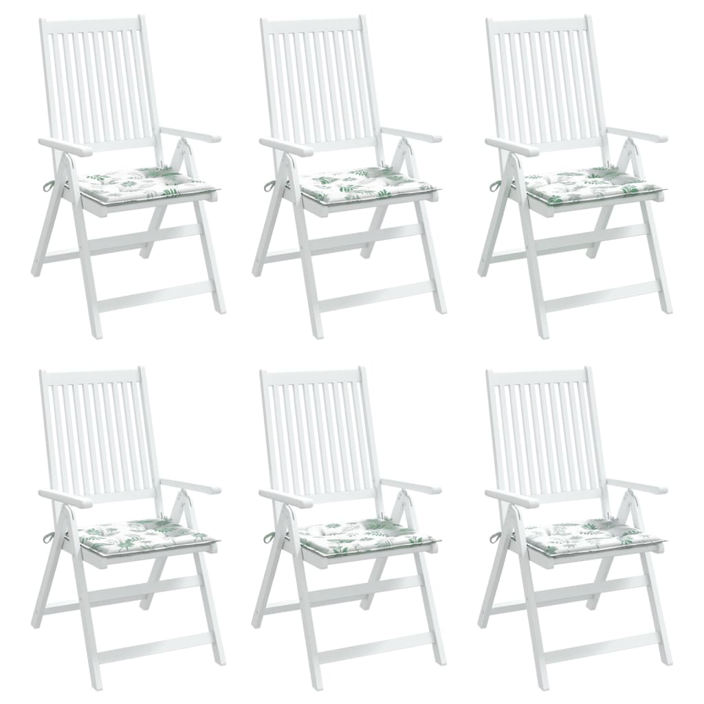 Stuhlkissen 6 Stk. Blattmuster 40x40x4 cm Stoff