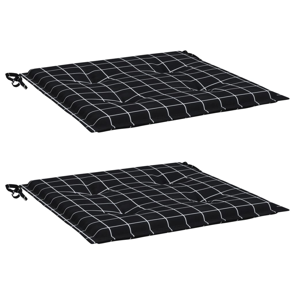 Gartenstuhl-Kissen 2 Stk. Schwarz Karomuster 50x50x4 cm Stoff