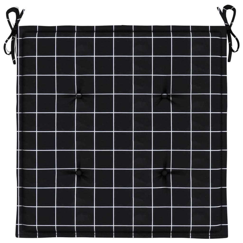 Gartenstuhl-Kissen 2 Stk. Schwarz Karomuster 50x50x4 cm Stoff
