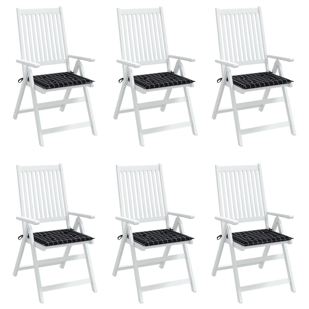 Gartenstuhl-Kissen 6 Stk. Schwarz Karomuster 50x50x4 cm Stoff