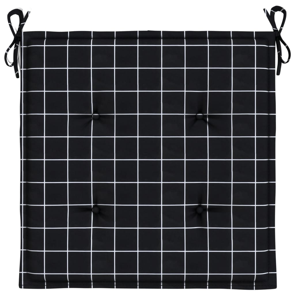 Gartenstuhl-Kissen 6 Stk. Schwarz Karomuster 50x50x4 cm Stoff