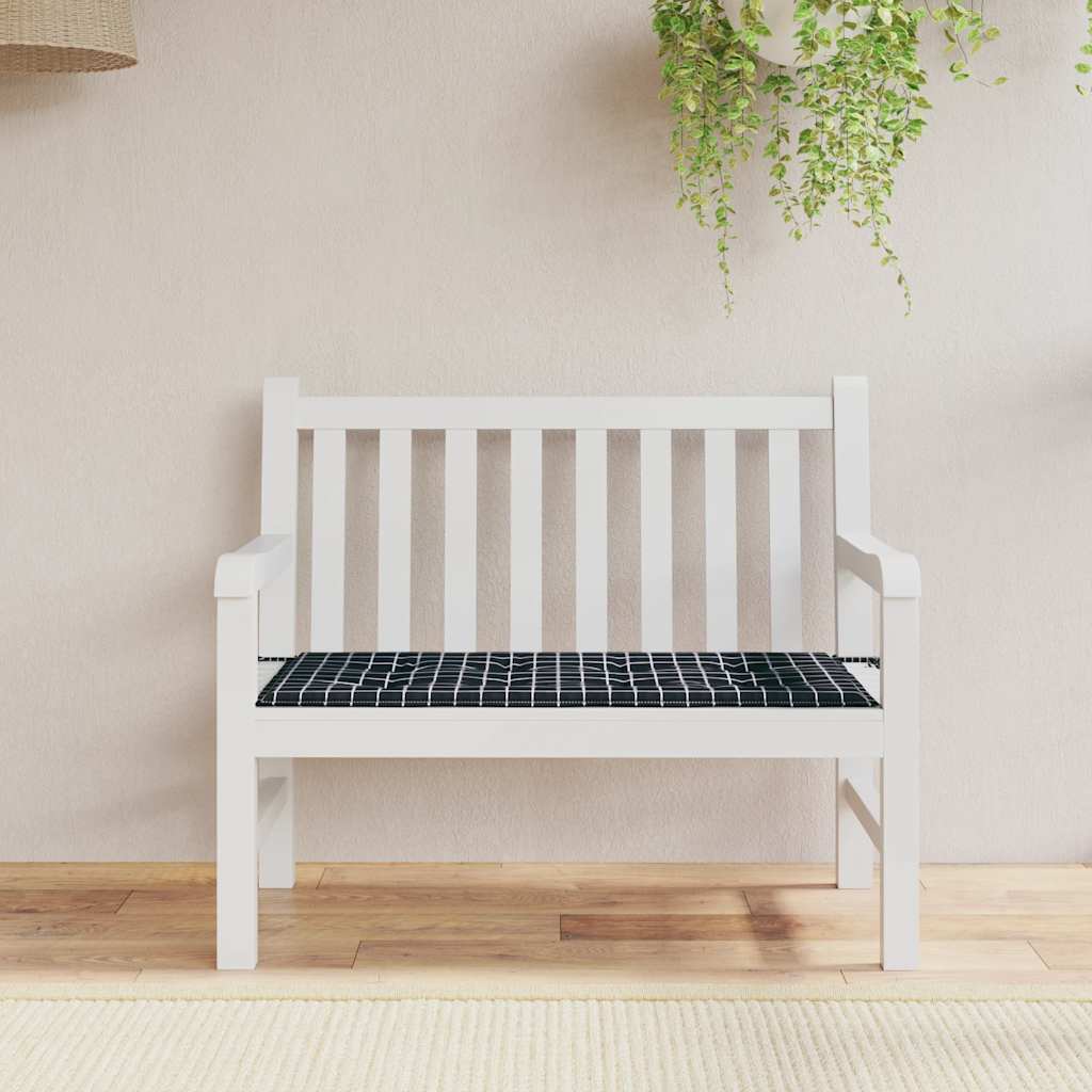 Gartenbank-Auflage Schwarz Karomuster 120x50x4 cm Oxford-Gewebe