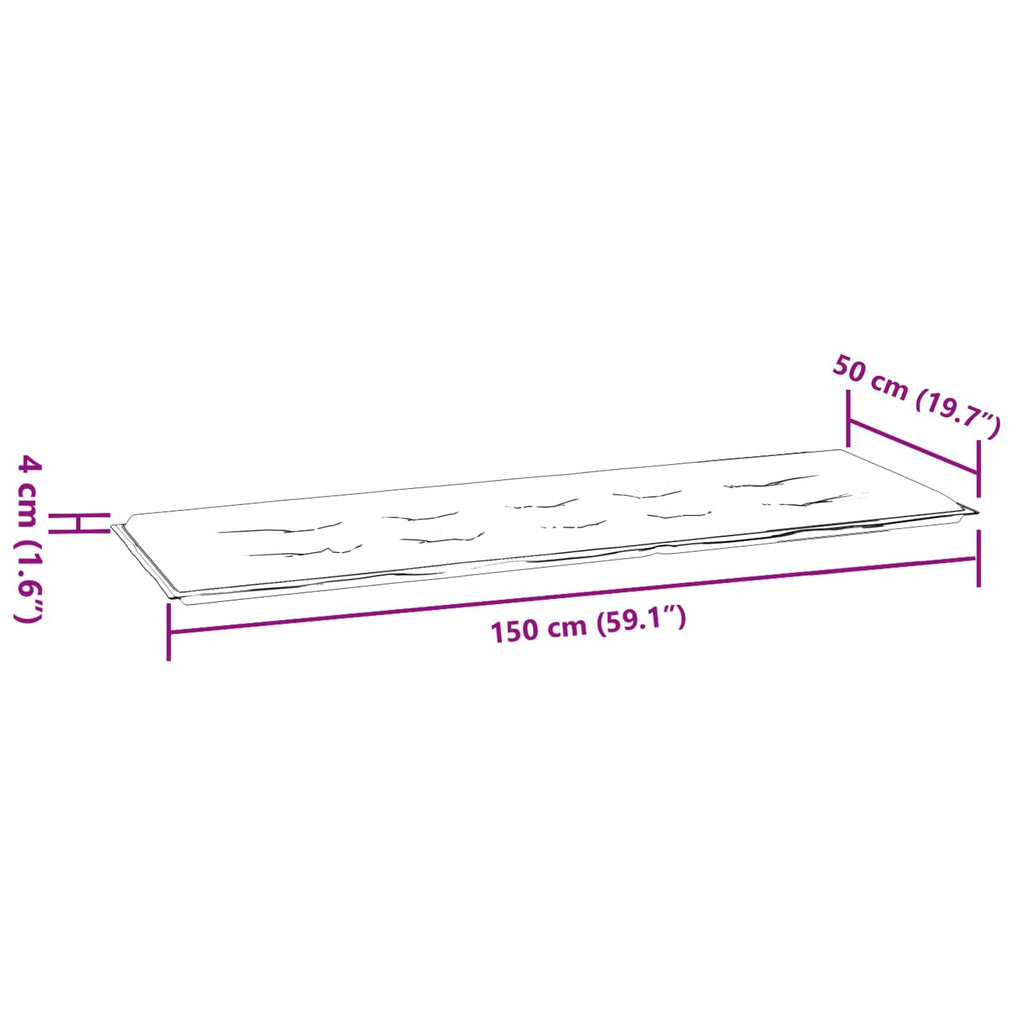 Bankpolster Blatt Blattmuster 150 x 50 x 3 cm Oxford-Stoff