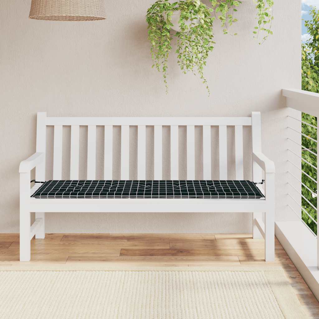Gartenbank-Auflage Schwarz Karomuster 150x50x4 cm Oxford-Gewebe