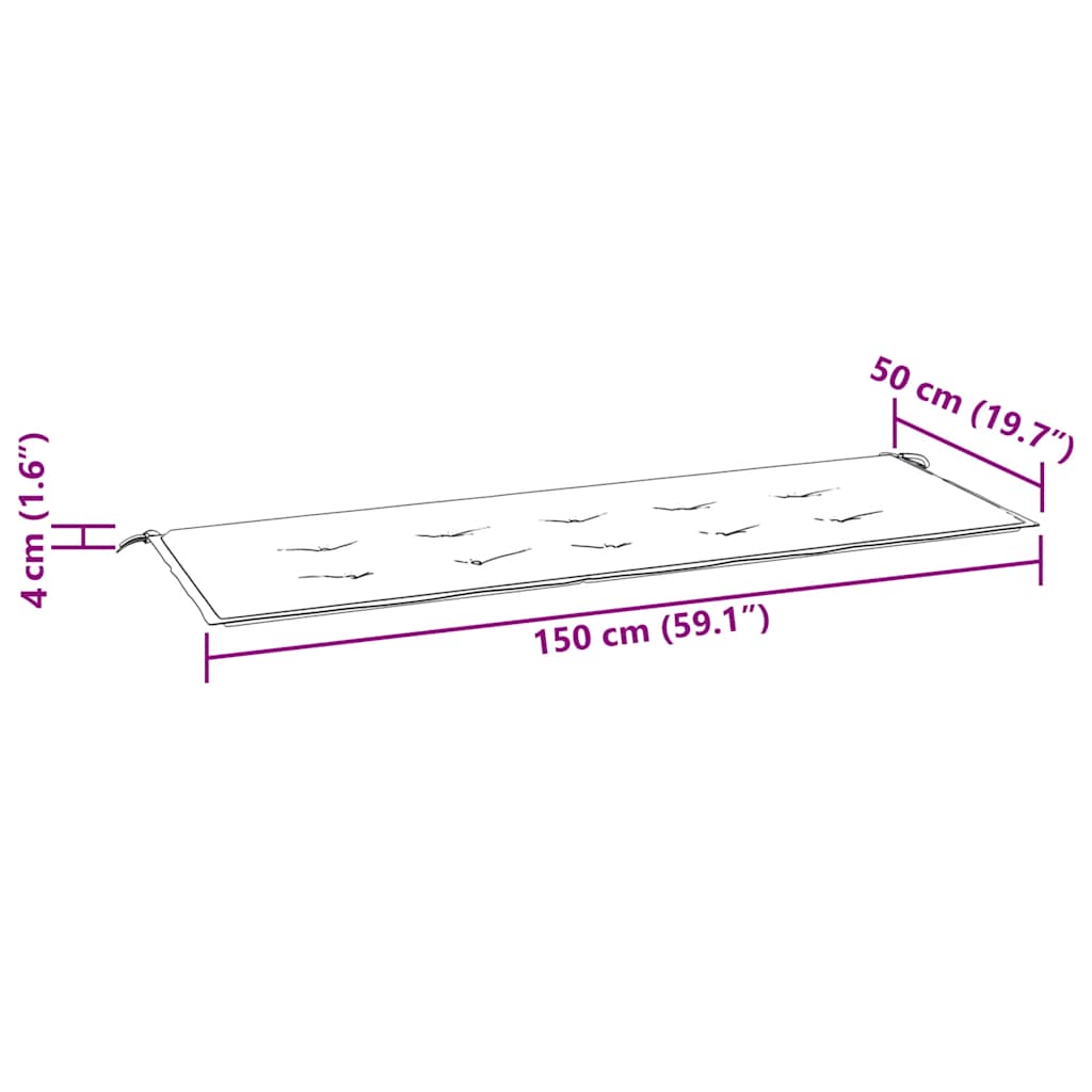 Gartenbank-Auflage Mehrfarbig 150x50x4 cm Oxford-Gewebe