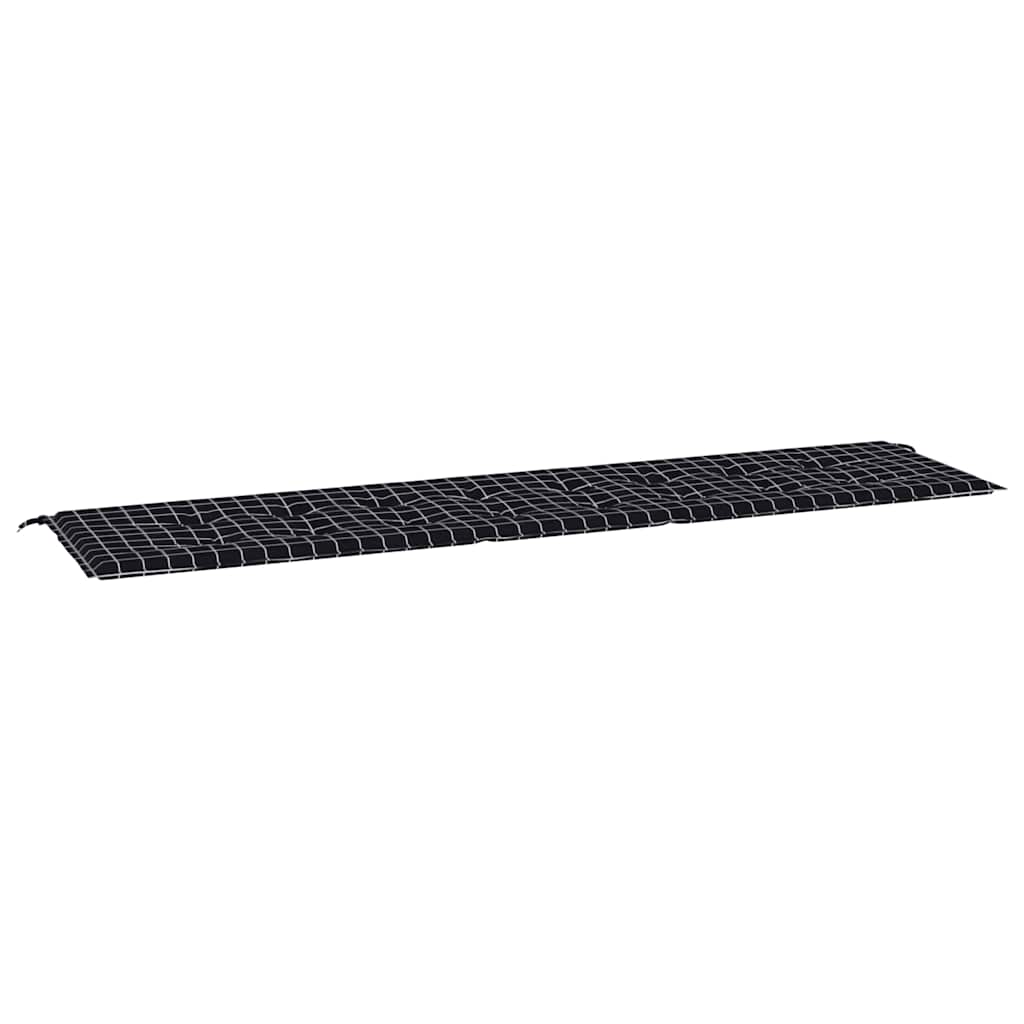 Gartenbank-Auflage Schwarz Karomuster 200x50x4 cm Stoff
