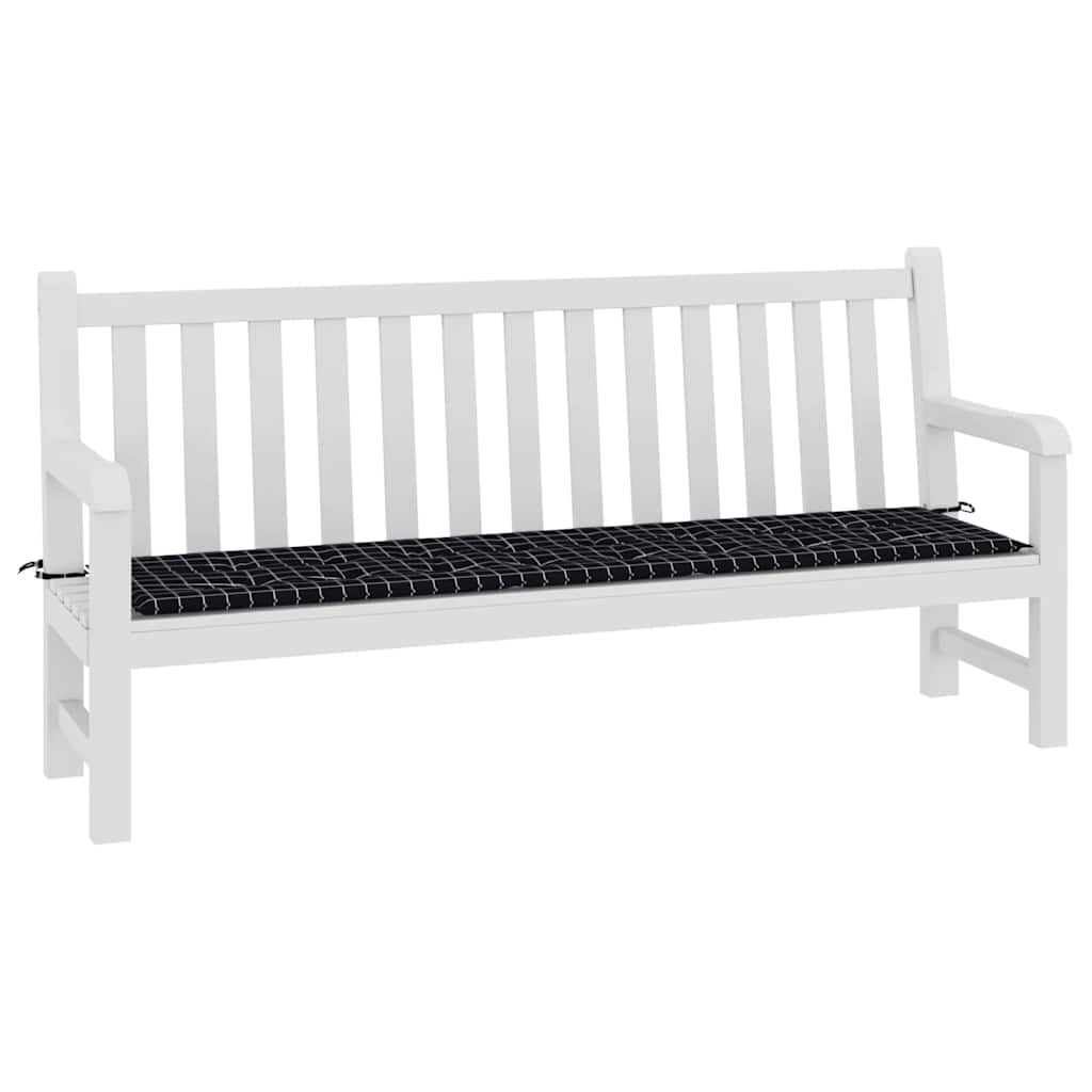 Gartenbank-Auflage Schwarz Karomuster 200x50x4 cm Stoff