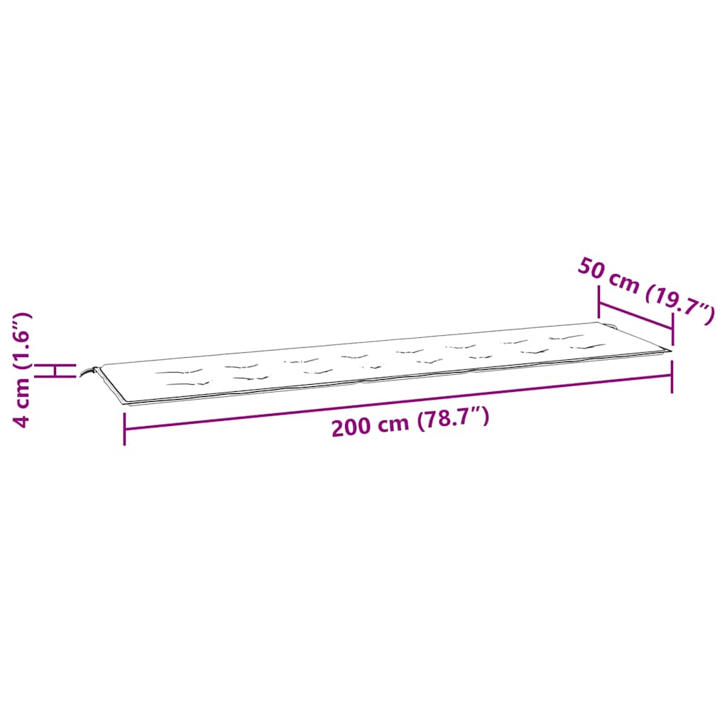 Gartenbank-Auflage Türkis 200x50x4 cm Stoff