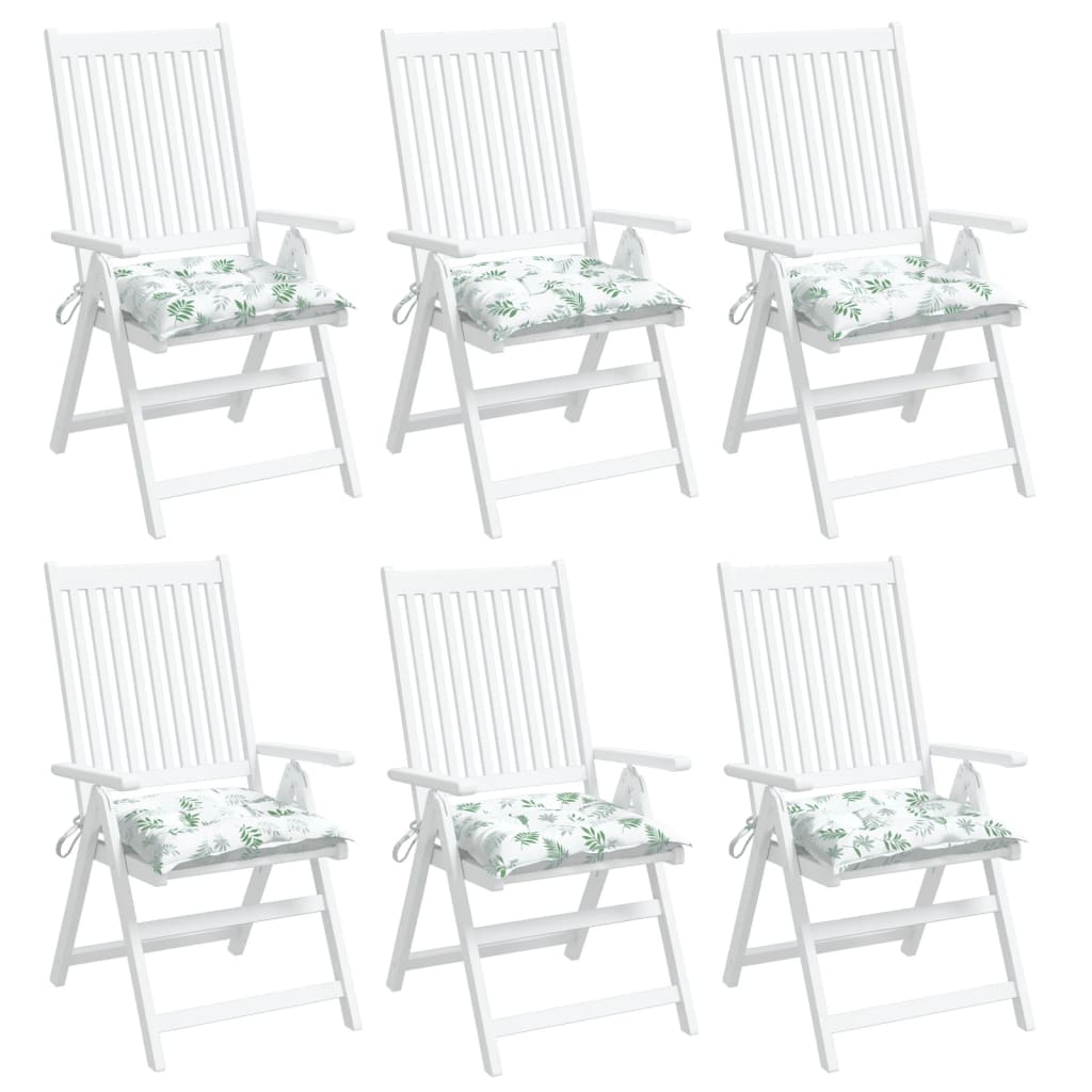 Stuhlkissen 6 Stk. Blattmuster 40x40x7 cm Stoff