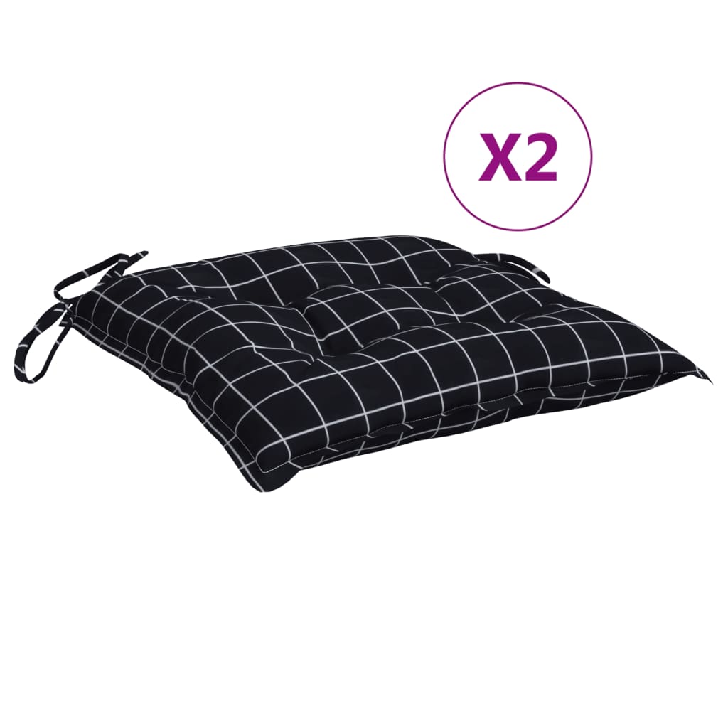Stuhlkissen 2 Stk. Schwarz Karomuster 50x50x7 cm Oxford-Gewebe