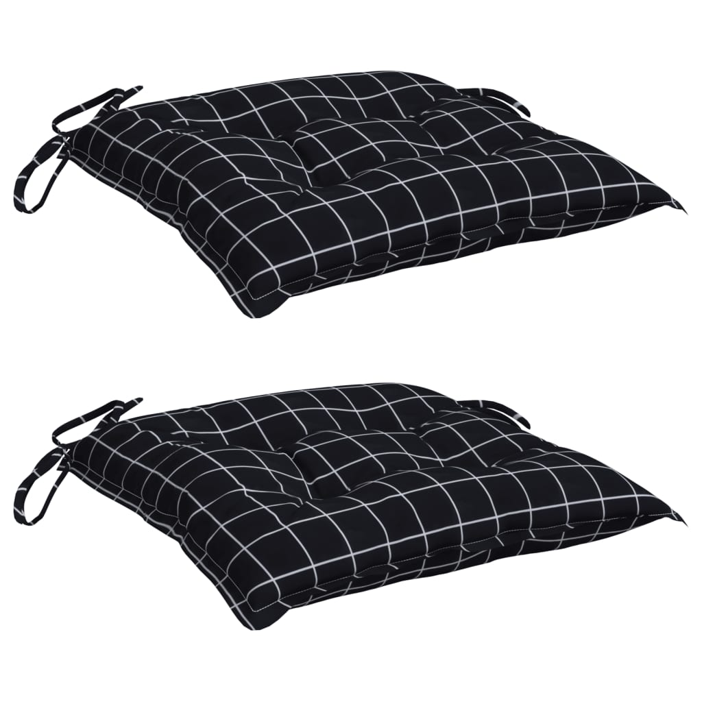 Stuhlkissen 2 Stk. Schwarz Karomuster 50x50x7 cm Oxford-Gewebe