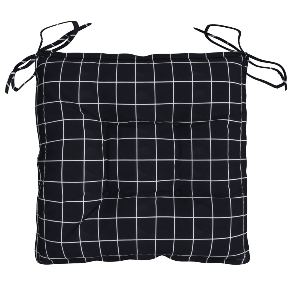 Stuhlkissen 4 Stk. Schwarz Karomuster 50x50x7 cm Oxford-Gewebe