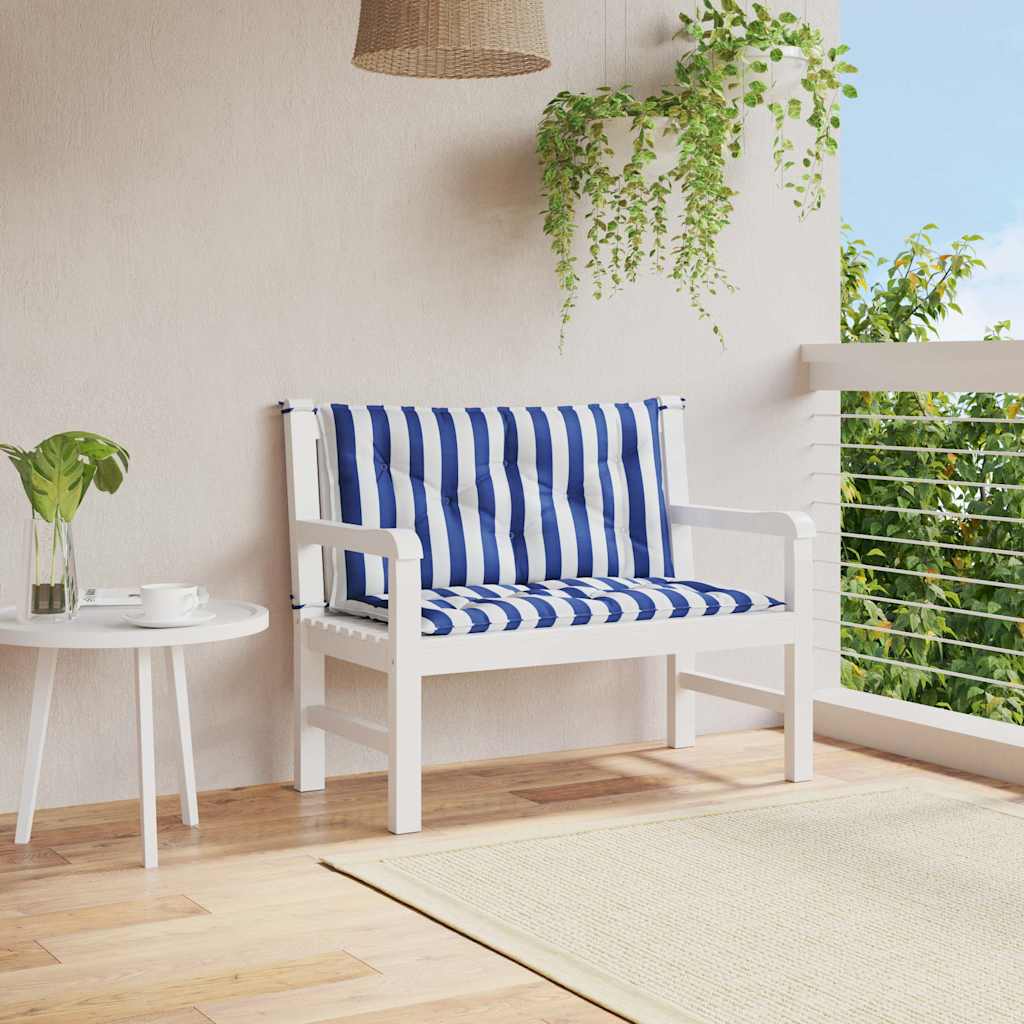 Gartenbank-Auflagen 2 Stk. Blau&Weiß Gestreift 100x50x7cm Stoff