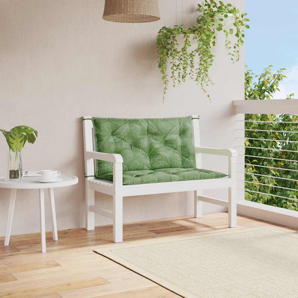 Gartenbank-Auflagen 2 Stk. Blattmuster 100x50x7 cm Stoff