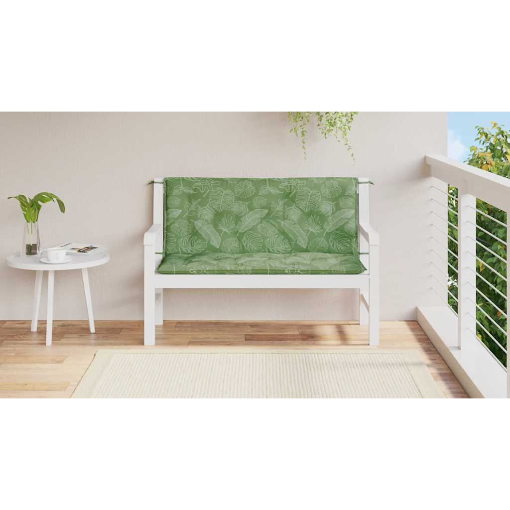 Gartenbank-Auflagen 2 Stk. Blattmuster 120x50x7 cm Stoff