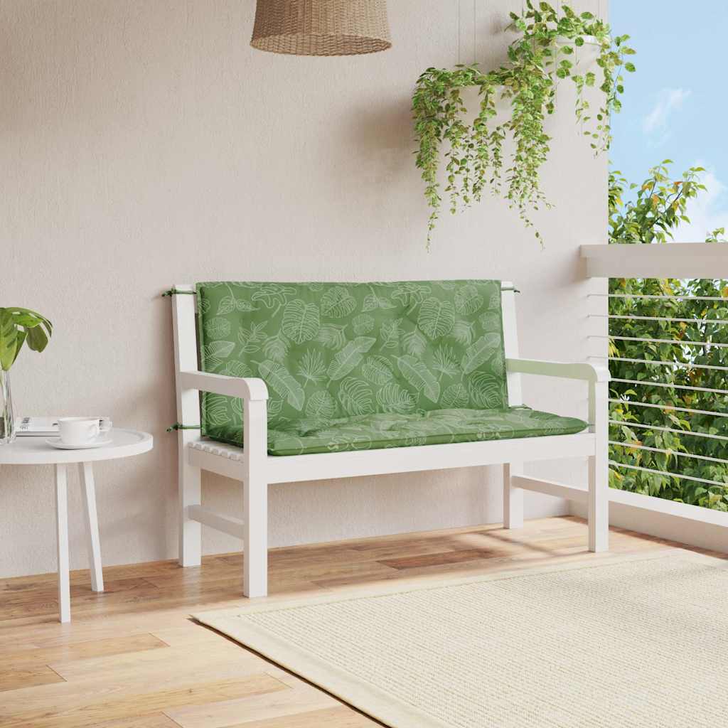 Gartenbank-Auflagen 2 Stk. Blattmuster 120x50x7 cm Stoff