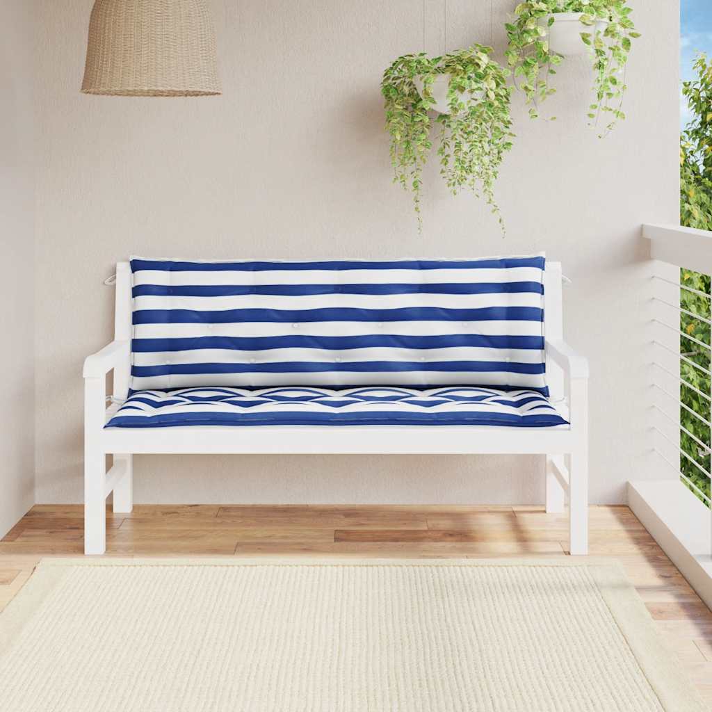 Gartenbank-Auflagen 2 Stk. Blau&Weiß Gestreift 150x50x7cm Stoff
