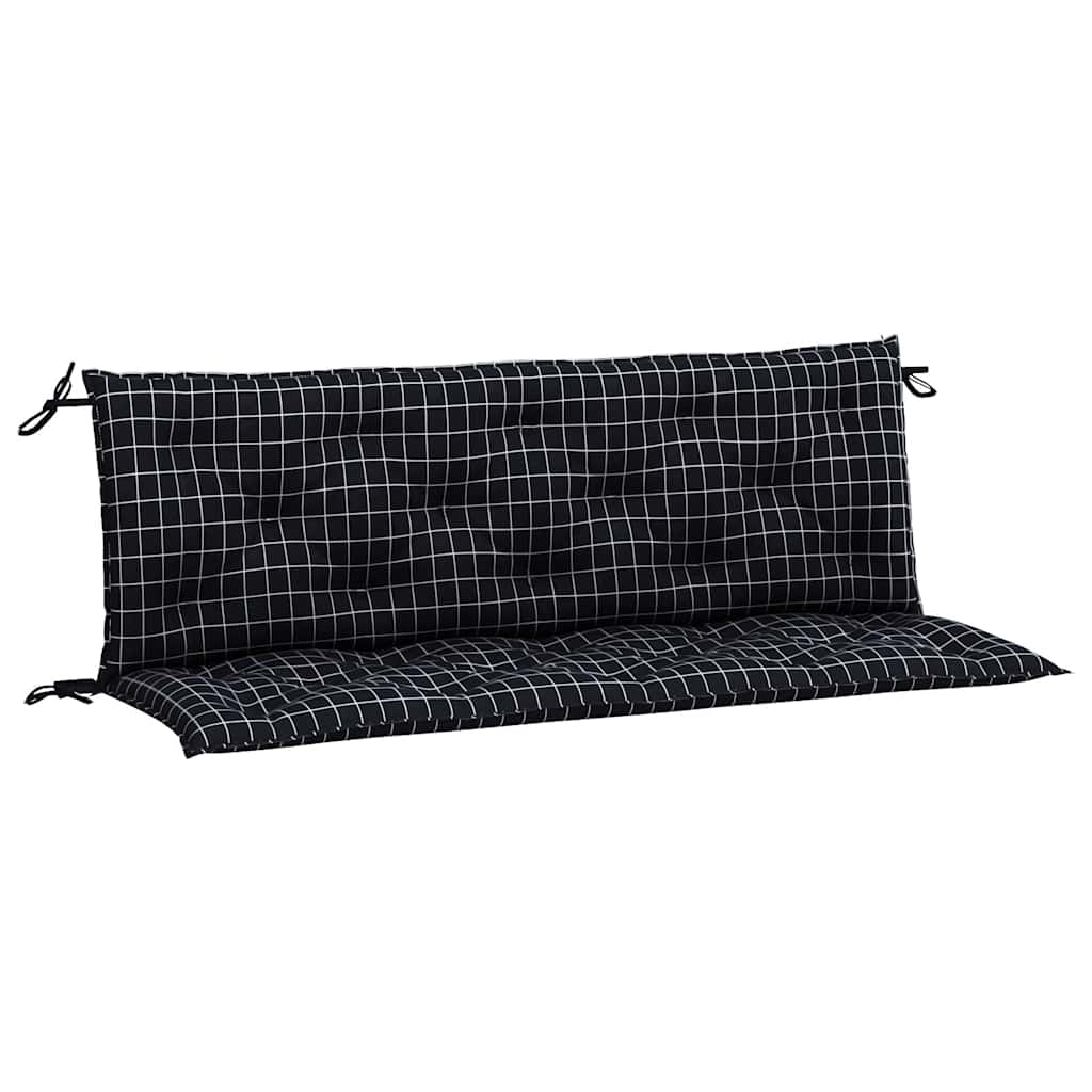Gartenbank-Auflagen 2 Stk. Schwarz Karomuster 150x50x7 cm Stoff